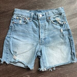 GAP Cheeky Midi High Rise Denim Shorts Button Fly